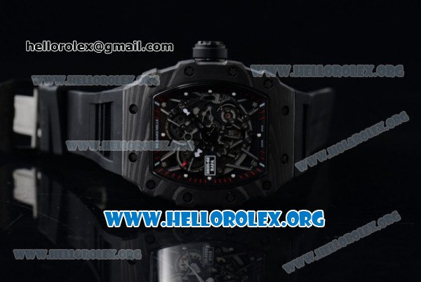 1:1 Richard Mille RM 35-02 RAFAEL NADA Japanese Miyota 9015 Automatic Black PVD Case with Skeleton Dial Black Crown Black Rubber Strap - Click Image to Close